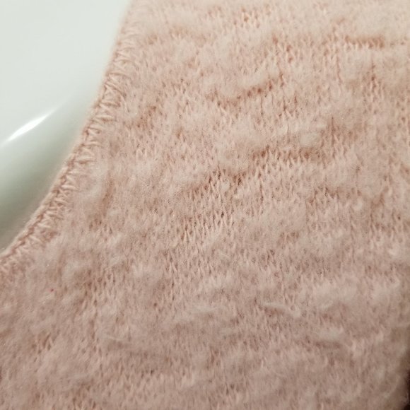 It's Our Time sweater Large fuzzy knit keyhole tie neck fair isle pullover Y2K - Picture 9 of 13